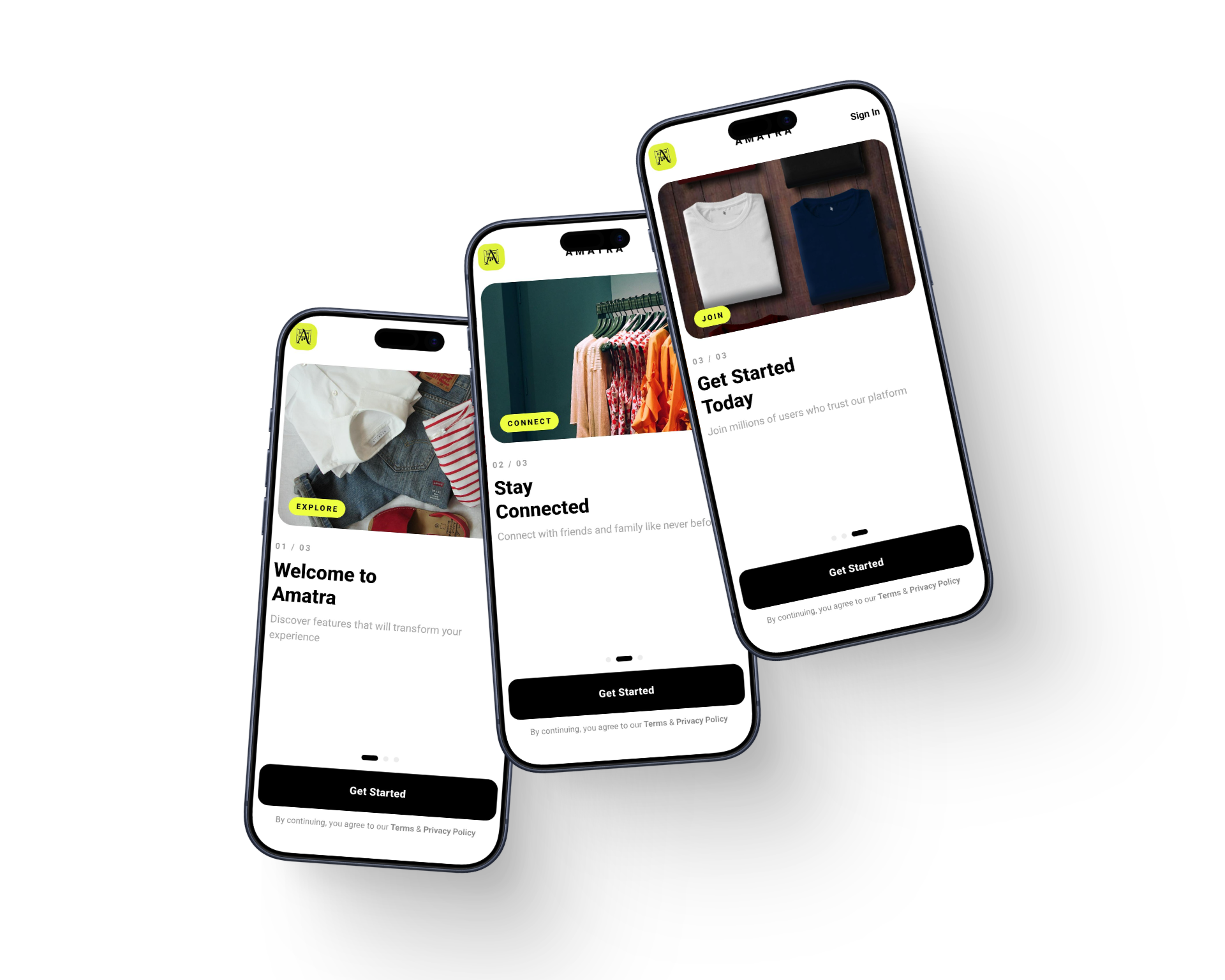 App onboarding screens
